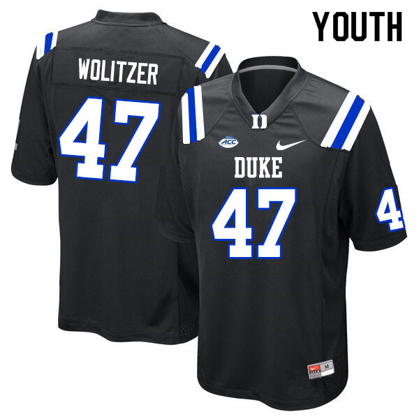 Youth #47 Ryan Wolitzer Duke Blue Devils College Football Jerseys Sale-Black - Click Image to Close